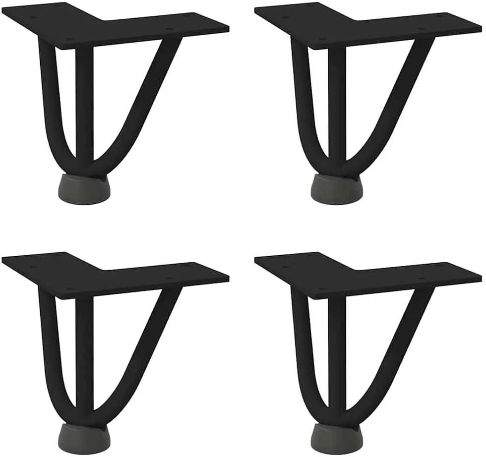 Kavos staliuko kojelės, 4 vnt., juodos, 10 cm, plienas, segtukai