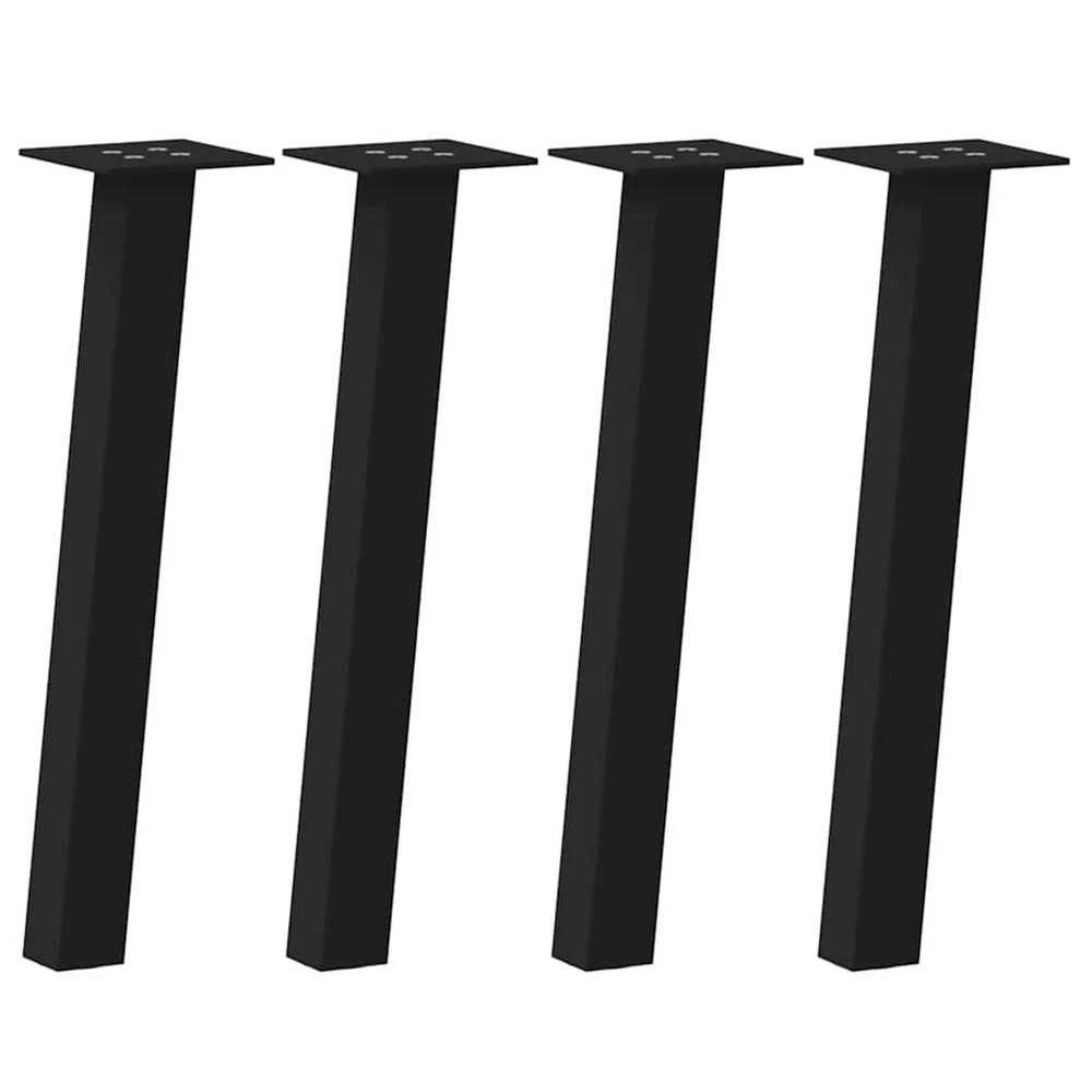 Kavos staliuko kojelės, 4 vnt., juodos, 42 cm, plienas