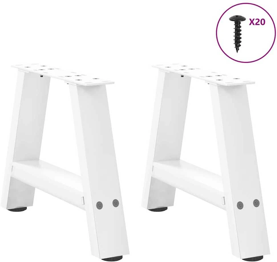 Kavos staliuko kojelės, A formos, 2 vnt., baltos, 40x(30-31) cm, plienas