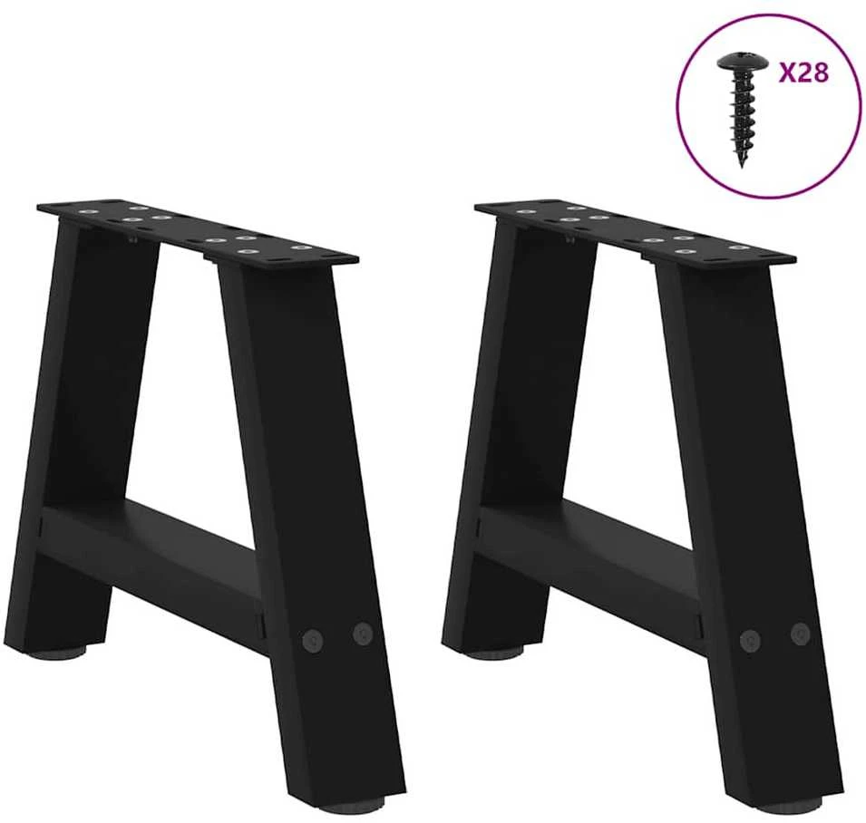Kavos staliuko kojelės, A formos, 2 vnt., juodos, 50x(30-31) cm, plienas