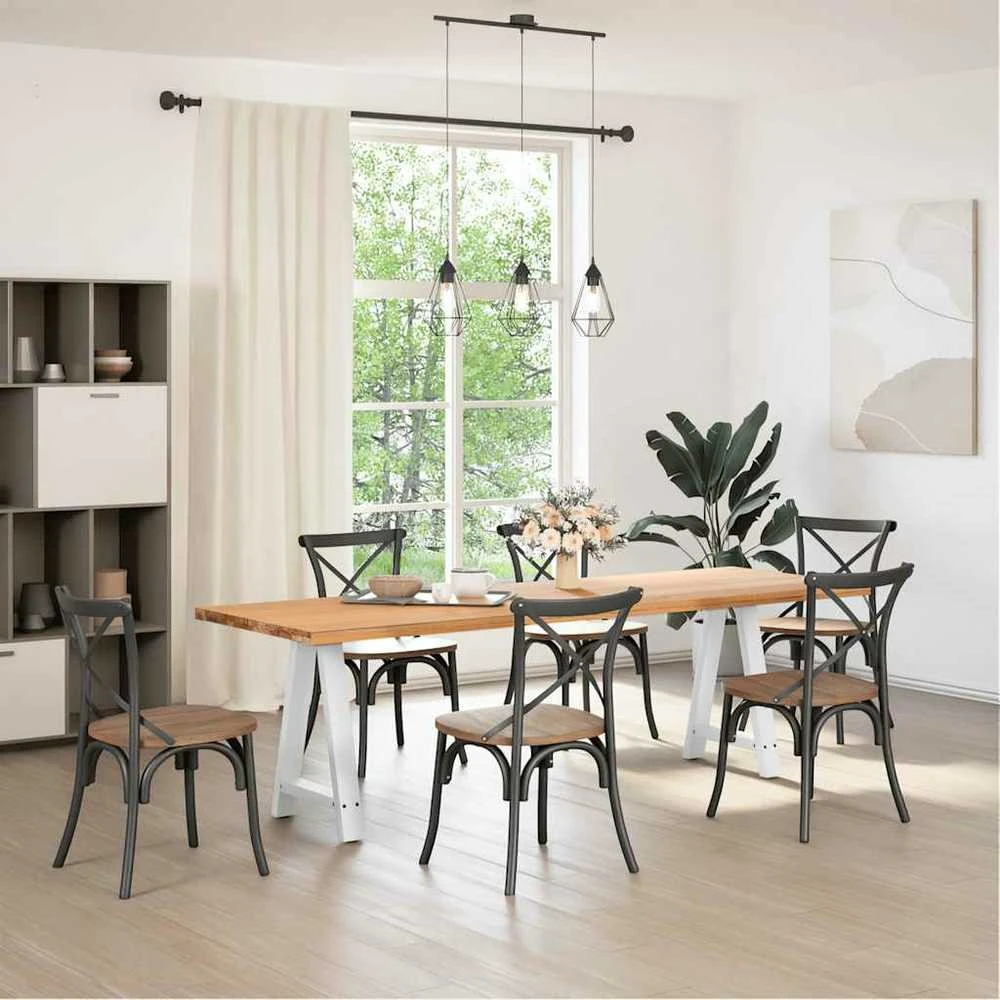 Valgomojo stalo kojelės, 2 vnt., baltos, 60x(72-73) cm, plienas, A formos