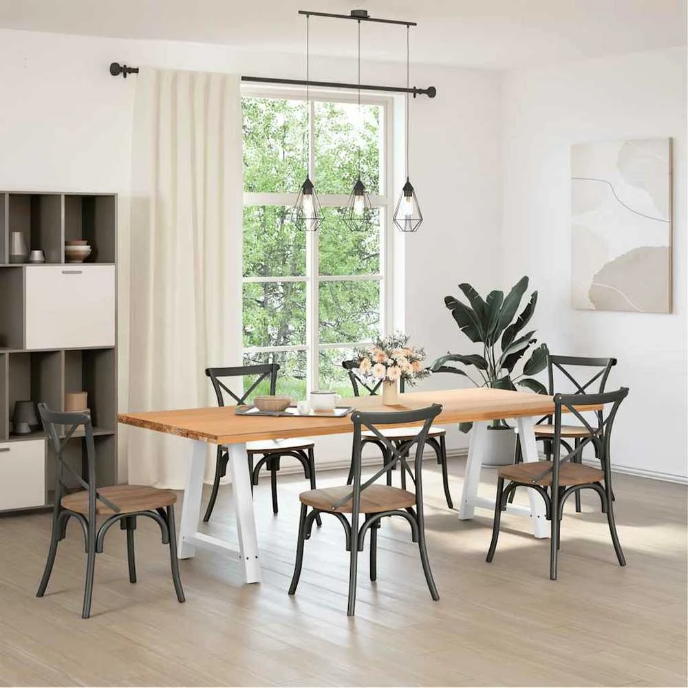 Valgomojo stalo kojelės, 2 vnt., baltos, 70x(72-73) cm, plienas, A formos