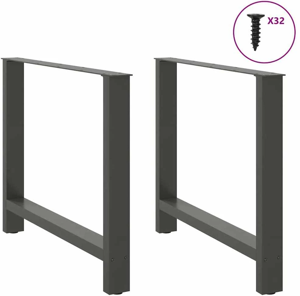 Valgomojo stalo kojos, antracito spalvos, 2 vnt., 100x(72-73) cm, plienas