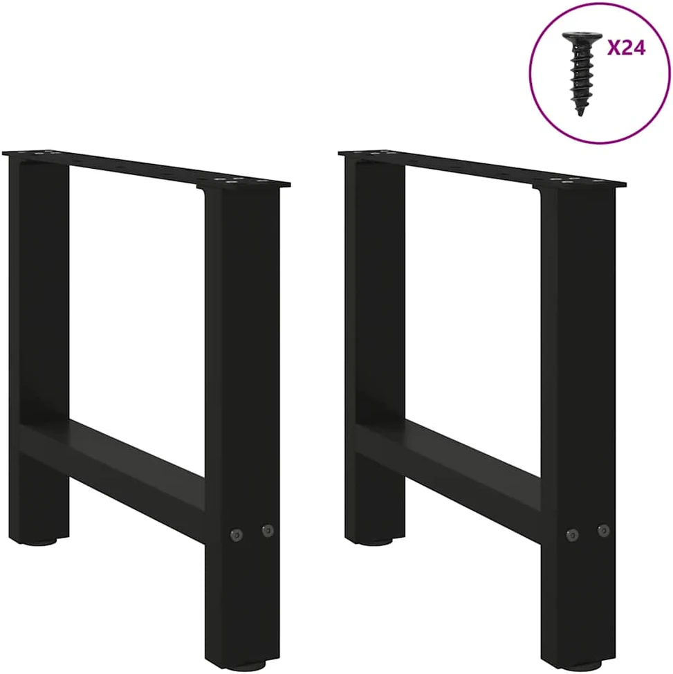 Kavos staliuko kojelės, juoda, 2 vnt., 60x(42-43)cm, plienas