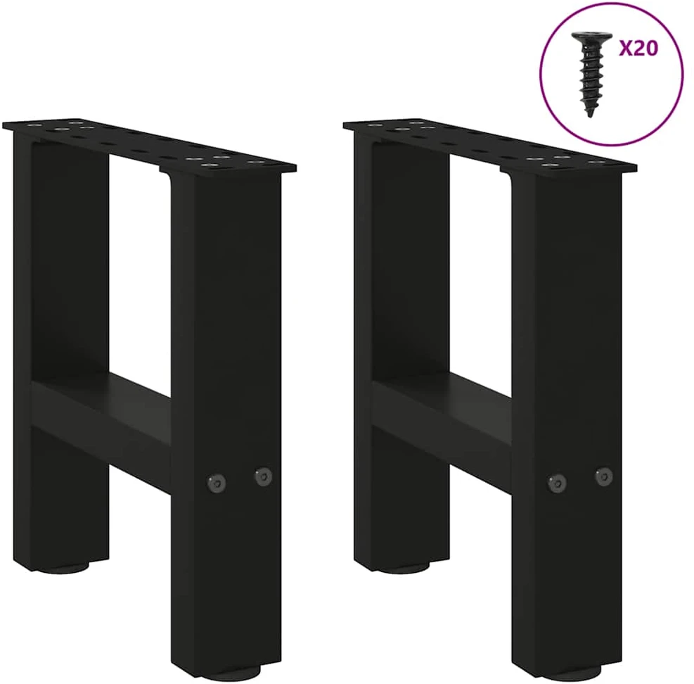 Kavos staliuko kojelės, juoda, 2 vnt., 40x(30-31)cm, plienas