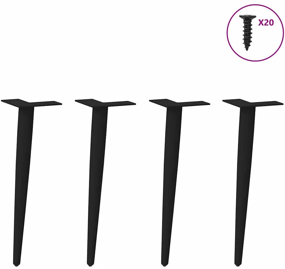 Kavos staliuko kojelės, 4 vnt., juoda, 42-43cm, plienas