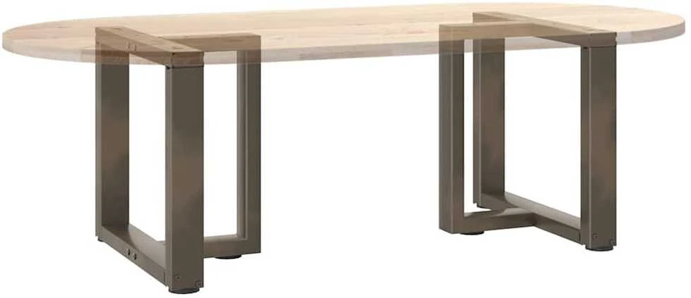 Kavos staliuko kojelės, T formos, 2 vnt., natūralus plienas, 50x25x(42-43) cm, plienas