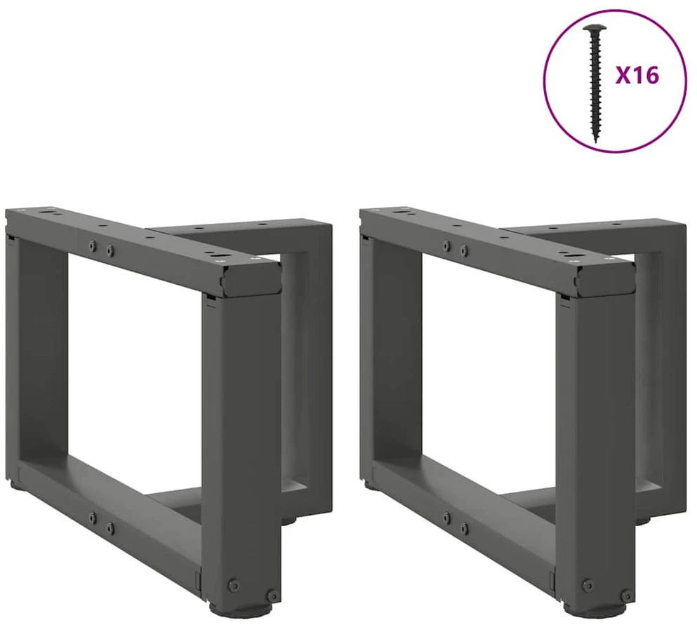 Kavos staliuko kojelės, T formos, 2 vnt., antracito spalvos, 40x25x(30-31) cm, plienas