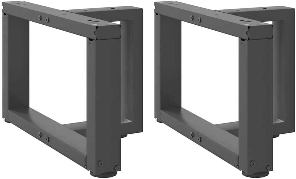 Kavos staliuko kojelės, T formos, 2 vnt., antracito spalvos, 40x25x(30-31) cm, plienas