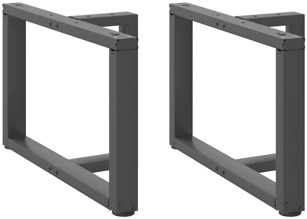 Kavos staliuko kojelės, T formos, 2 vnt., antracito spalvos, 60x25x(42-43) cm, plienas