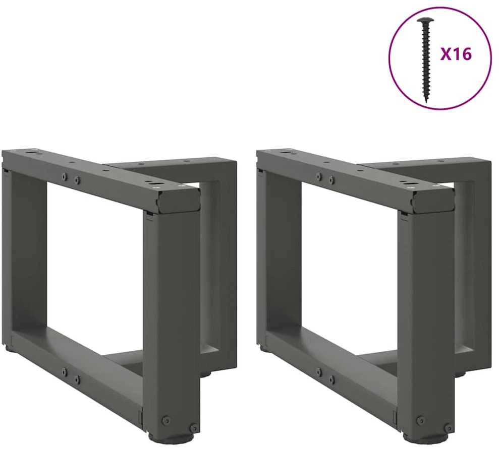 Kavos staliuko kojelės, T formos, 2 vnt., antracito spalvos, 50x25x(30-31) cm, plienas