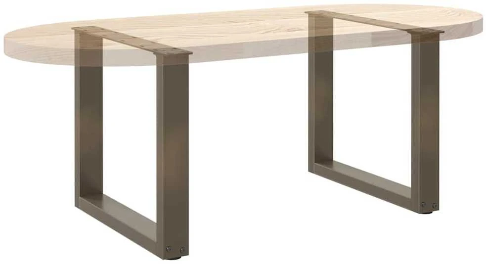 Kavos staliuko kojelės, U formos, 2 vnt., natūralus plienas, 50x(42-43) cm, plienas