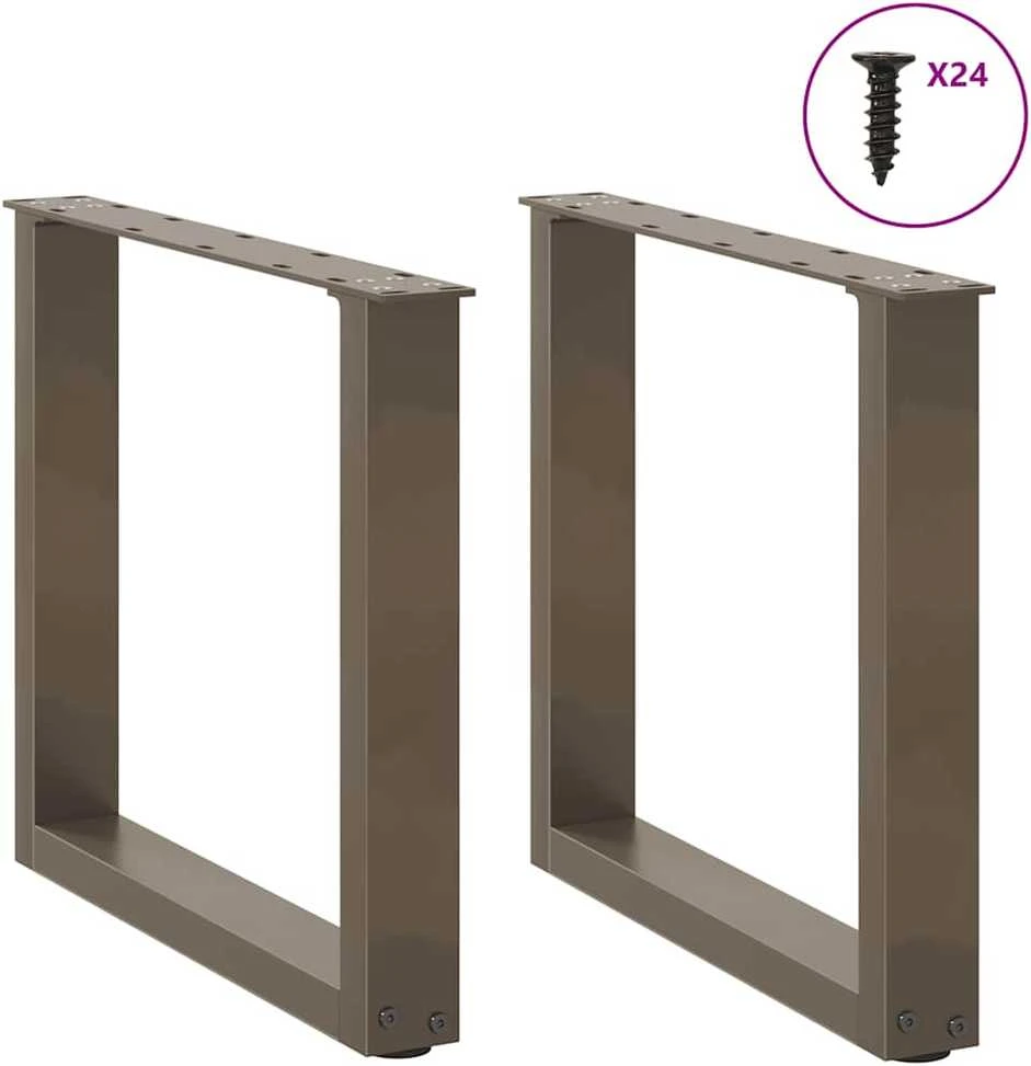 Kavos staliuko kojelės, U formos, 2 vnt., natūralus plienas, 50x(42-43) cm, plienas