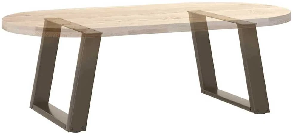 Kavos staliuko kojelės, U formos, 2 vnt., natūralus plienas, 70x(42-43) cm, plienas