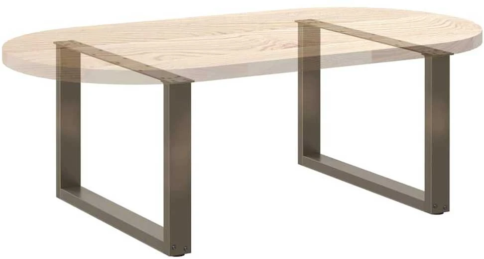 Kavos staliuko kojelės, U formos, 2 vnt., natūralus plienas, 70x(42-43) cm, plienas