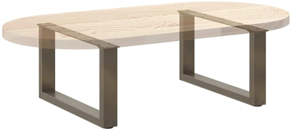Kavos staliuko kojelės, U formos, 2 vnt., natūralus plienas, 60x(30-31) cm, plienas