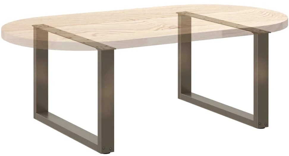 Kavos staliuko kojelės, U formos, 2 vnt., natūralus plienas, 60x(42-43) cm, plienas