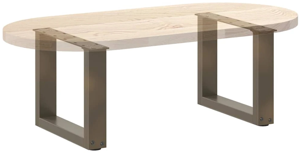 Kavos staliuko kojelės, U formos, 2 vnt., natūralus plienas, 40x(30-31) cm, plienas