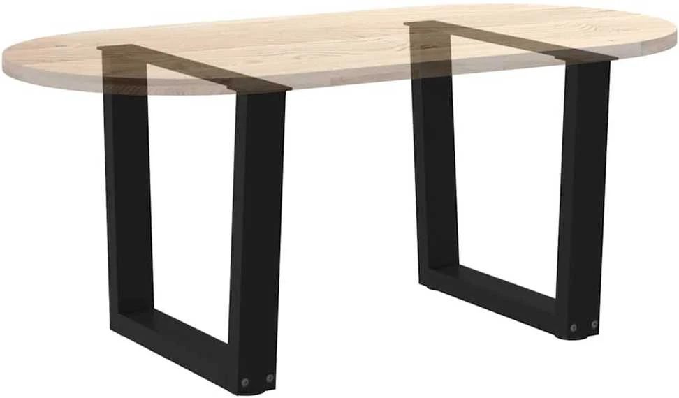 Kavos staliuko kojelės, V formos, 2 vnt., juodos, 50x(42-43,3) cm, plienas