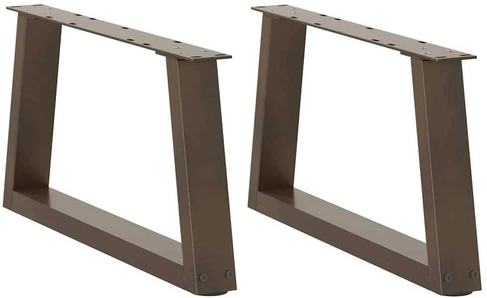 Kavos staliuko kojelės, V formos, 2 vnt., natūralus plienas, 60x(30-31,3) cm, plienas