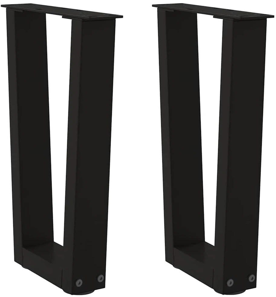 Kavos staliuko kojelės, V formos, 2 vnt., juodos, 38x(42-43,3) cm, plienas