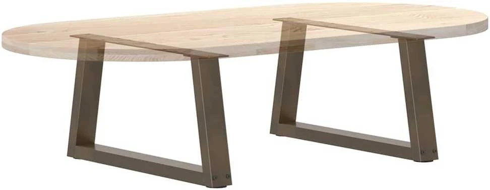Kavos staliuko kojelės, V formos, 2 vnt., natūralus plienas, 60x(30-31,3) cm, plienas