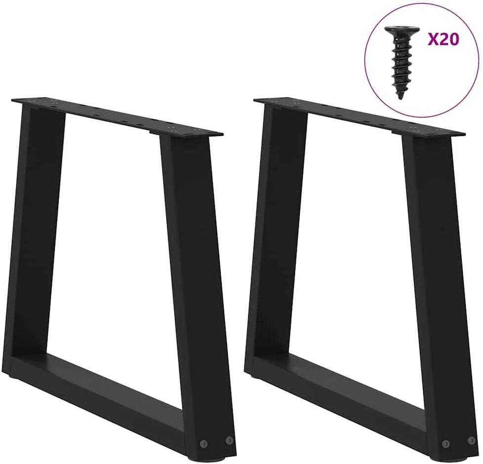 Kavos staliuko kojelės, V formos, 2 vnt., juodos, 50x(42-43,3) cm, plienas