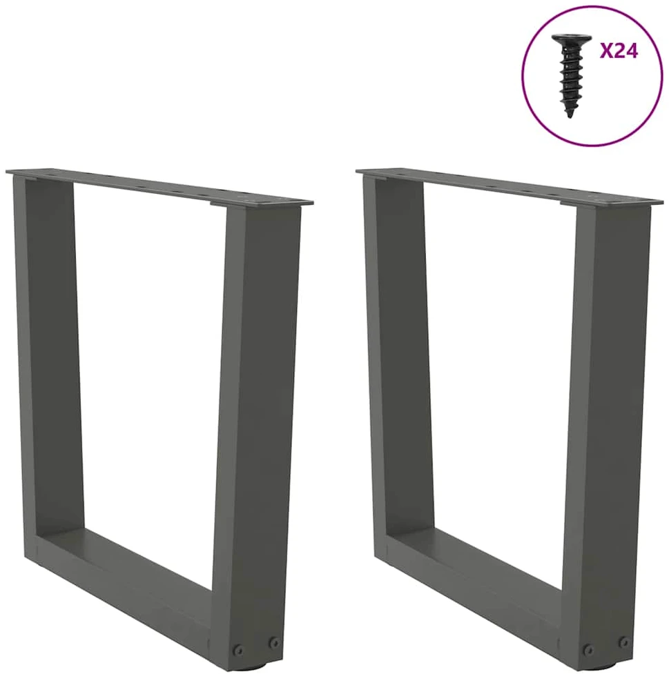 Kavos staliuko kojelės, V formos, 2 vnt., antracito spalvos, 50x(42-43,3) cm, plienas