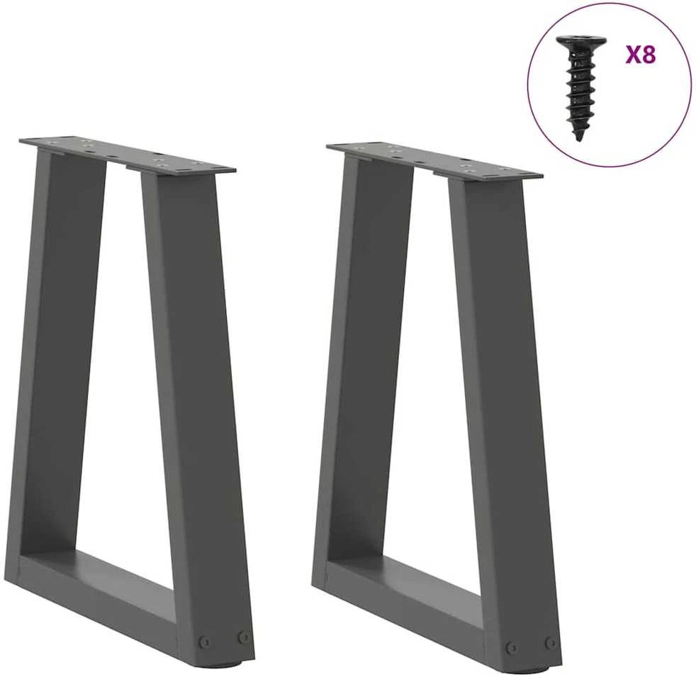 Kavos staliuko kojelės, V formos, 2 vnt., antracito spalvos, 28x(42-43,3) cm, plienas