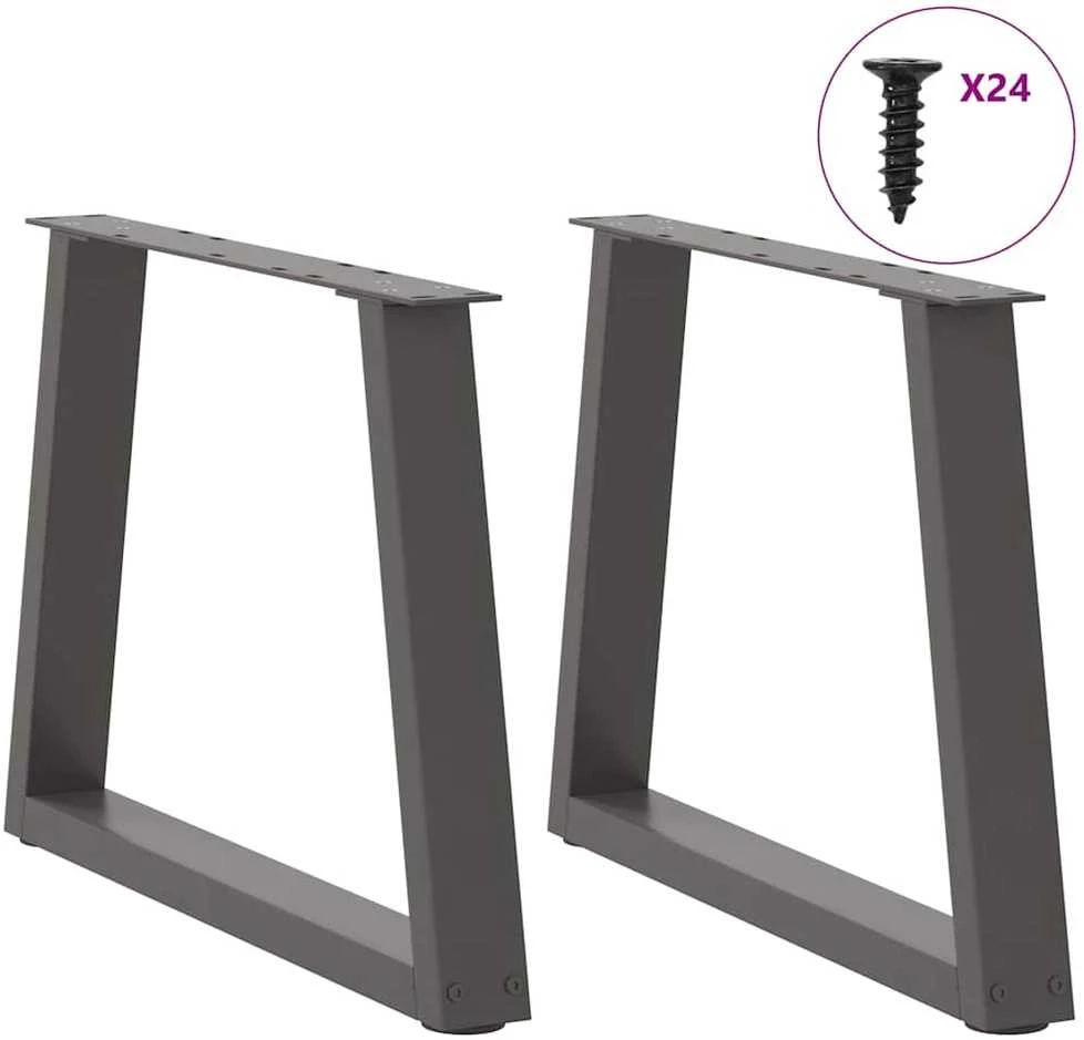 Kavos staliuko kojelės, V formos, 2 vnt., antracito spalvos, 60x(42-43,3) cm, plienas