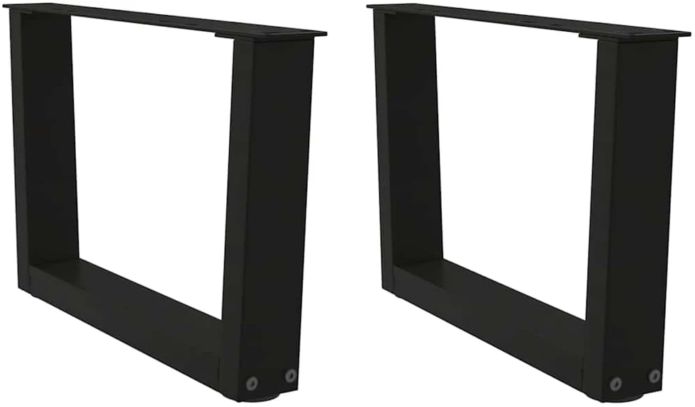 Kavos staliuko kojelės, V formos, 2 vnt., juodos, 60x(30-31,3) cm, plienas