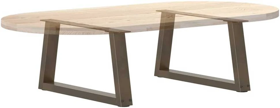 Kavos staliuko kojelės, V formos, 2 vnt., natūralus plienas, 50x(30-31,3) cm, plienas