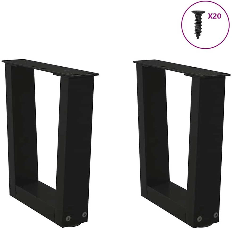Kavos staliuko kojelės, V formos, 2 vnt., juodos, 40x(30-31,3) cm, plienas