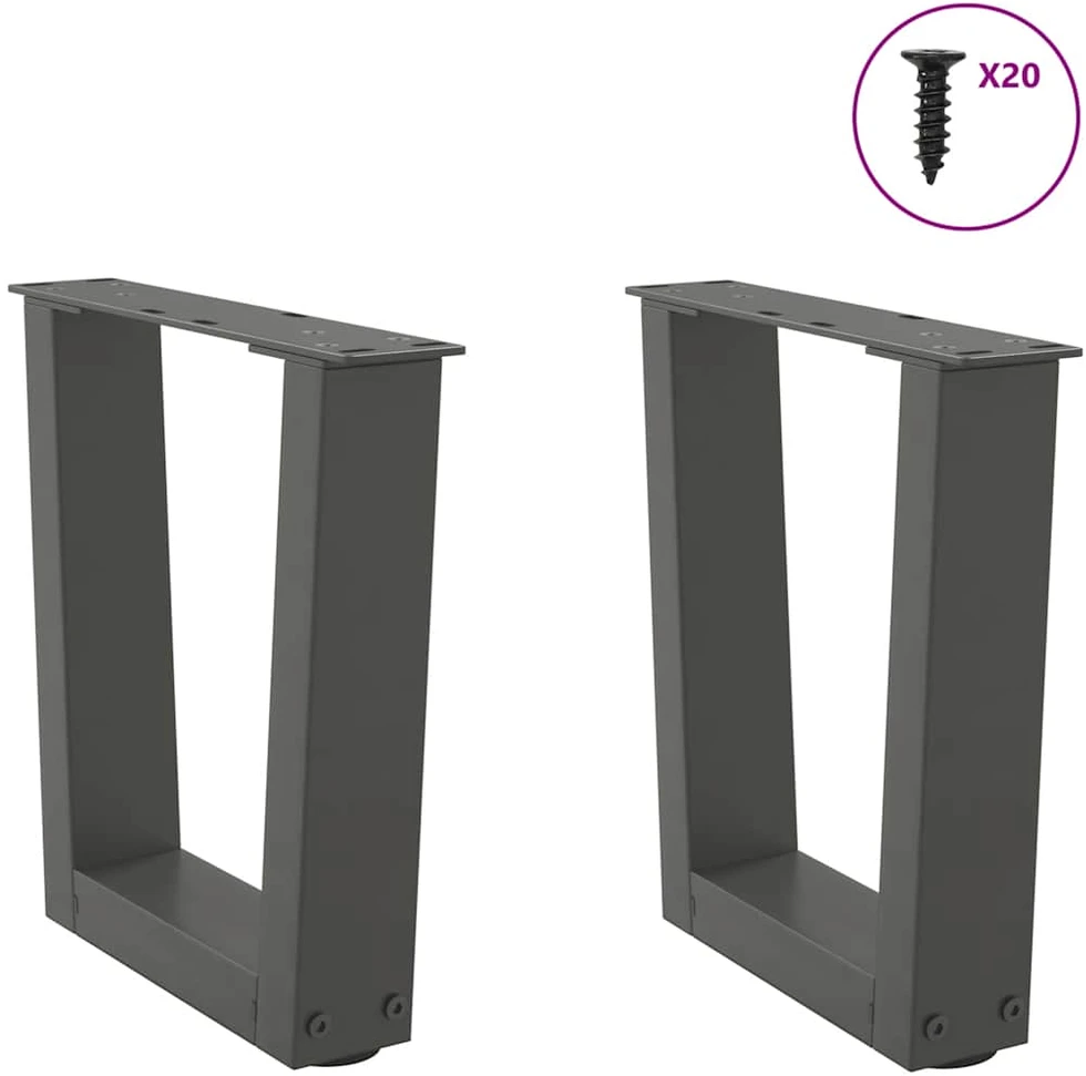 Kavos staliuko kojelės, V formos, 2 vnt., antracito spalvos, 40x(30-31,3) cm, plienas