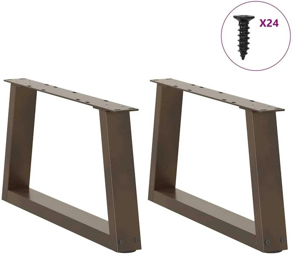 Kavos staliuko kojelės, V formos, 2 vnt., natūralus plienas, 60x(30-31,3) cm, plienas