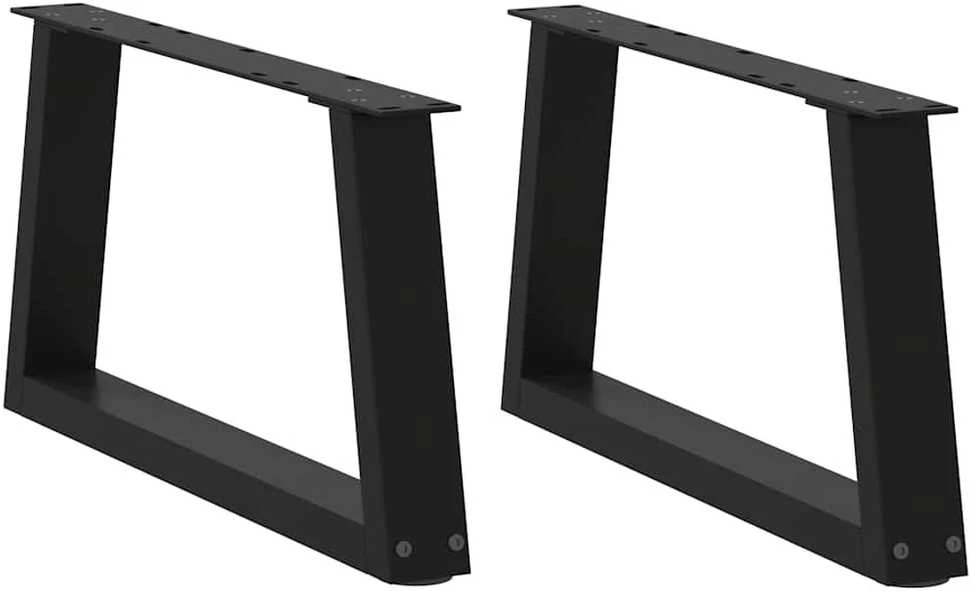 Kavos staliuko kojelės, V formos, 2 vnt., juodos, 70x(30-31,3) cm, plienas