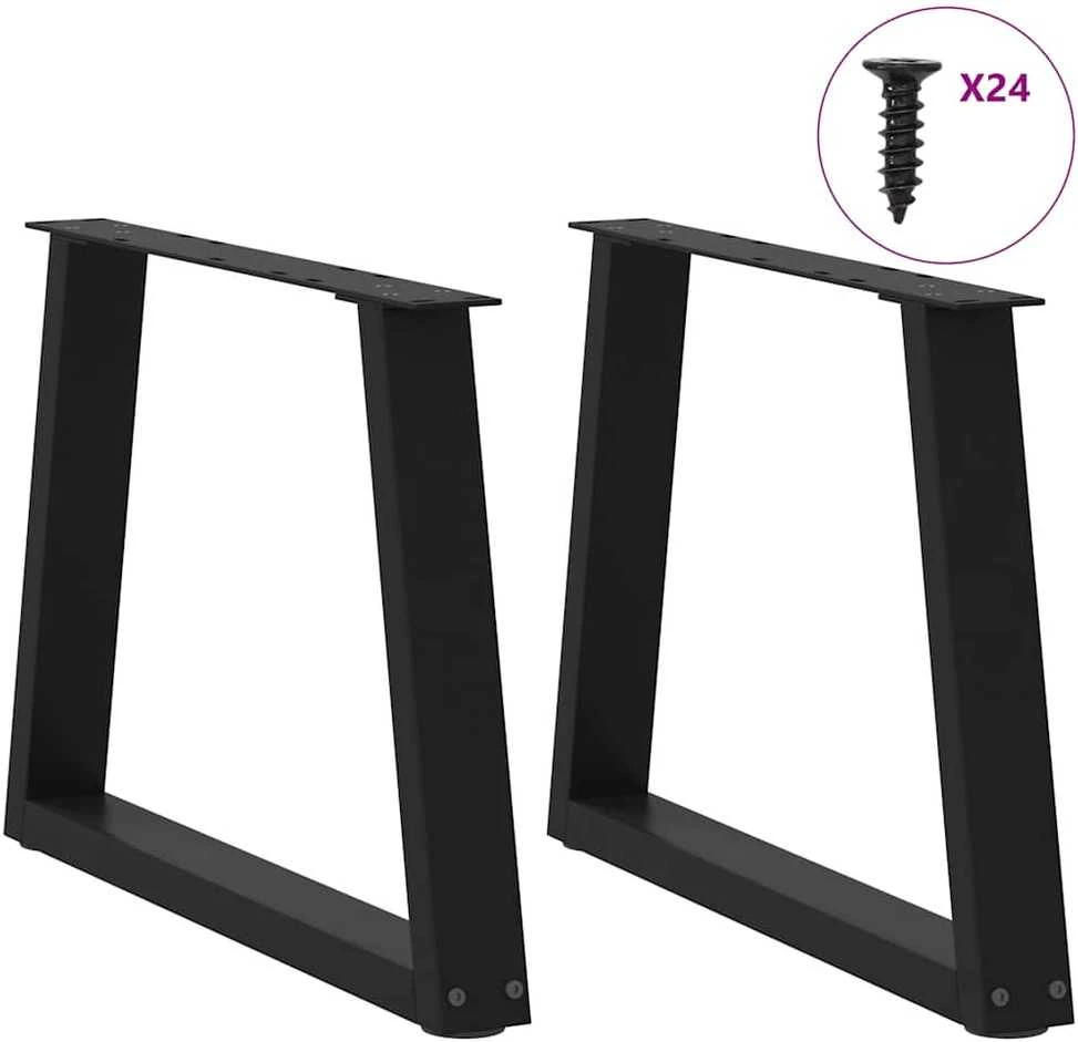 Kavos staliuko kojelės, V formos, 2 vnt., juodos, 70x(42-43,3) cm, plienas