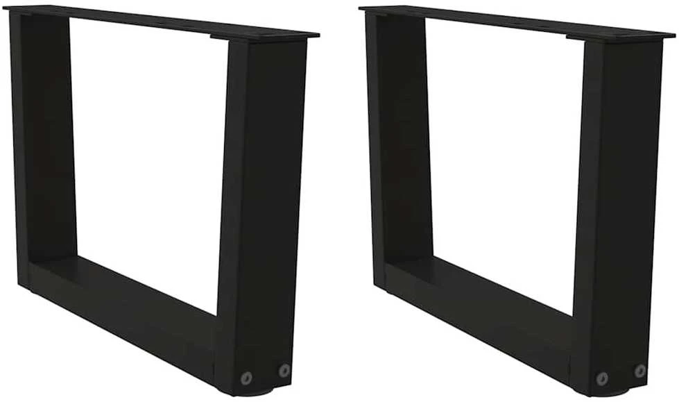 Kavos staliuko kojelės, V formos, 2 vnt., juodos, 50x(30-31,3) cm, plienas
