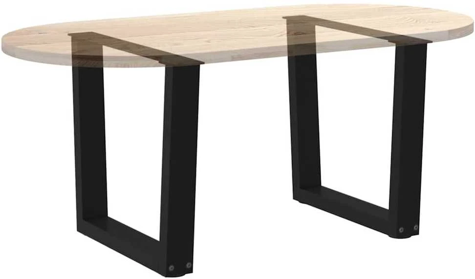 Kavos staliuko kojelės, V formos, 2 vnt., juodos, 60x(42-43,3) cm, plienas