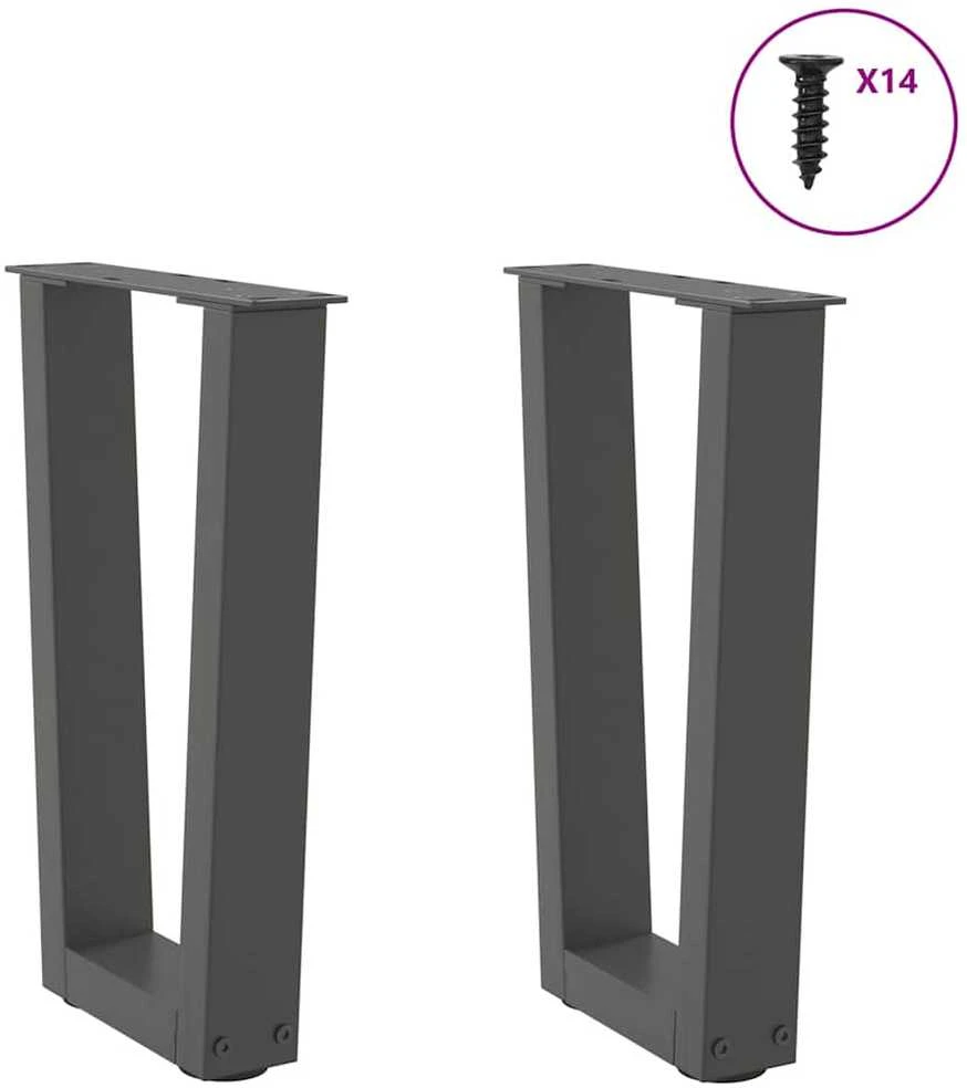 Kavos staliuko kojelės, V formos, 2 vnt., antracito spalvos, 28x(42-43,3) cm, plienas