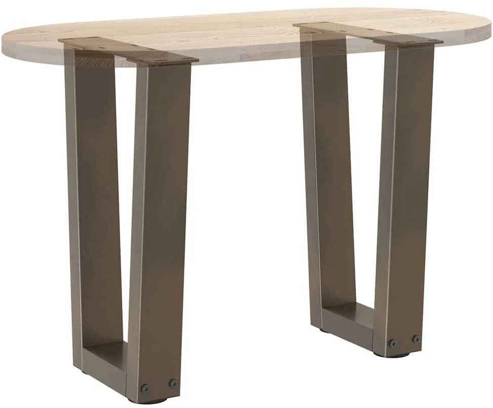Kavos staliuko kojelės, V formos, 2 vnt., natūralus plienas, 38x(42-43,3) cm, plienas