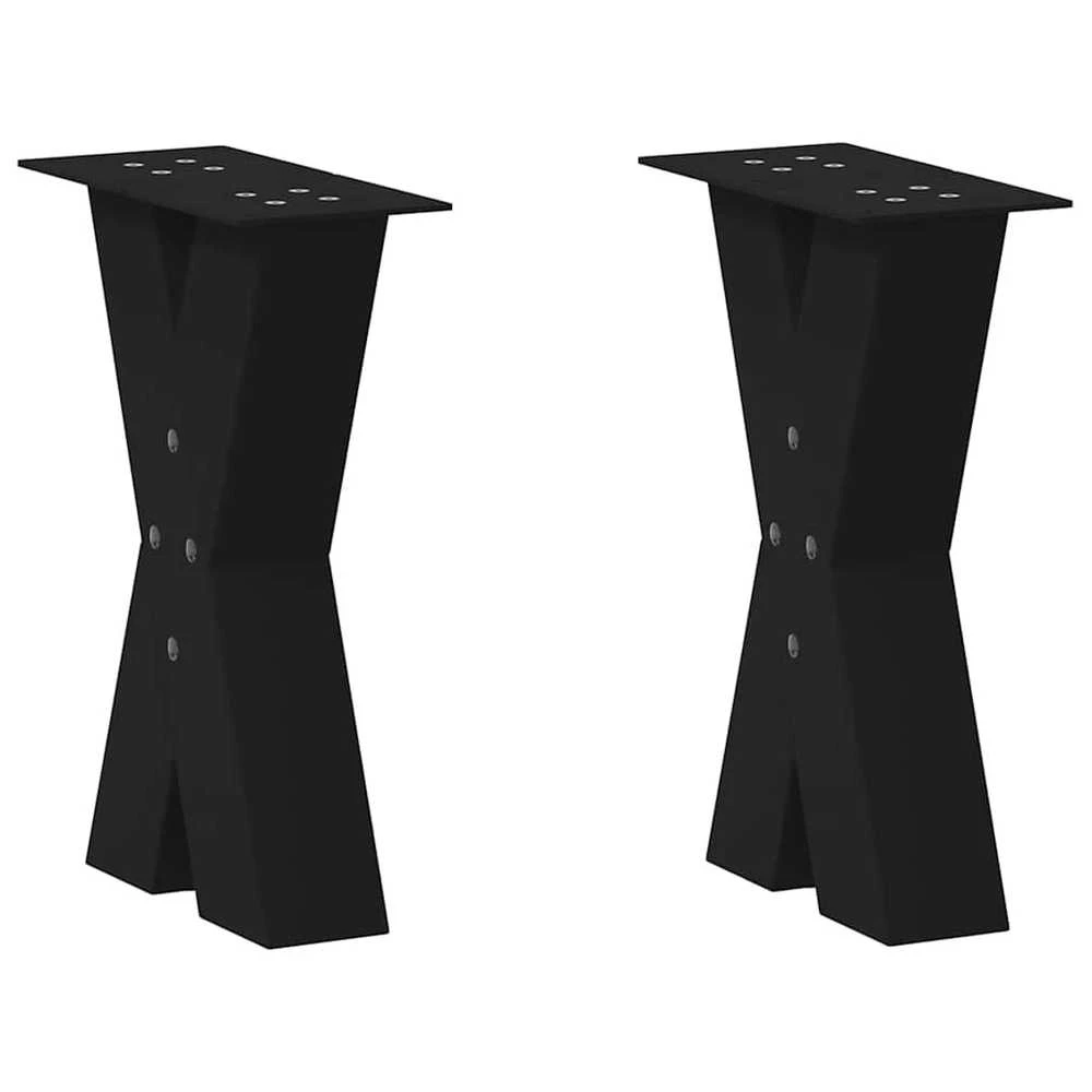 Kavos staliuko kojelės, X formos, 2 vnt., juodos, 38x(42-43) cm, plienas