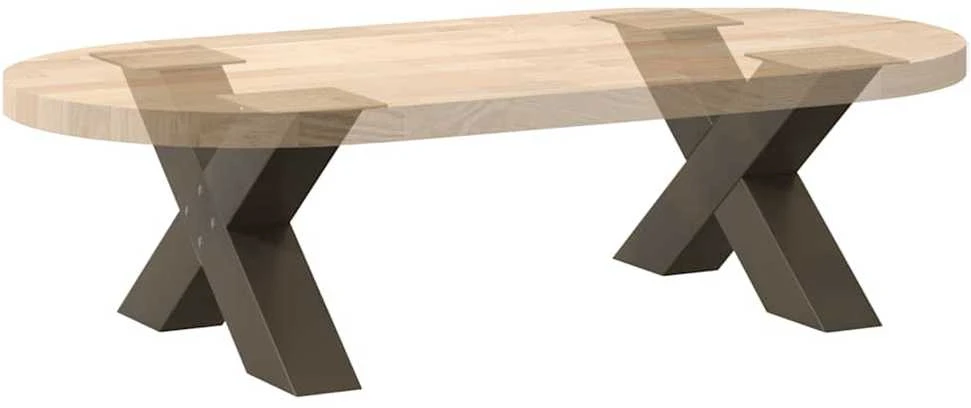 Kavos staliuko kojelės, X formos, 2 vnt., natūralus plienas, 50x(30-31) cm, plienas