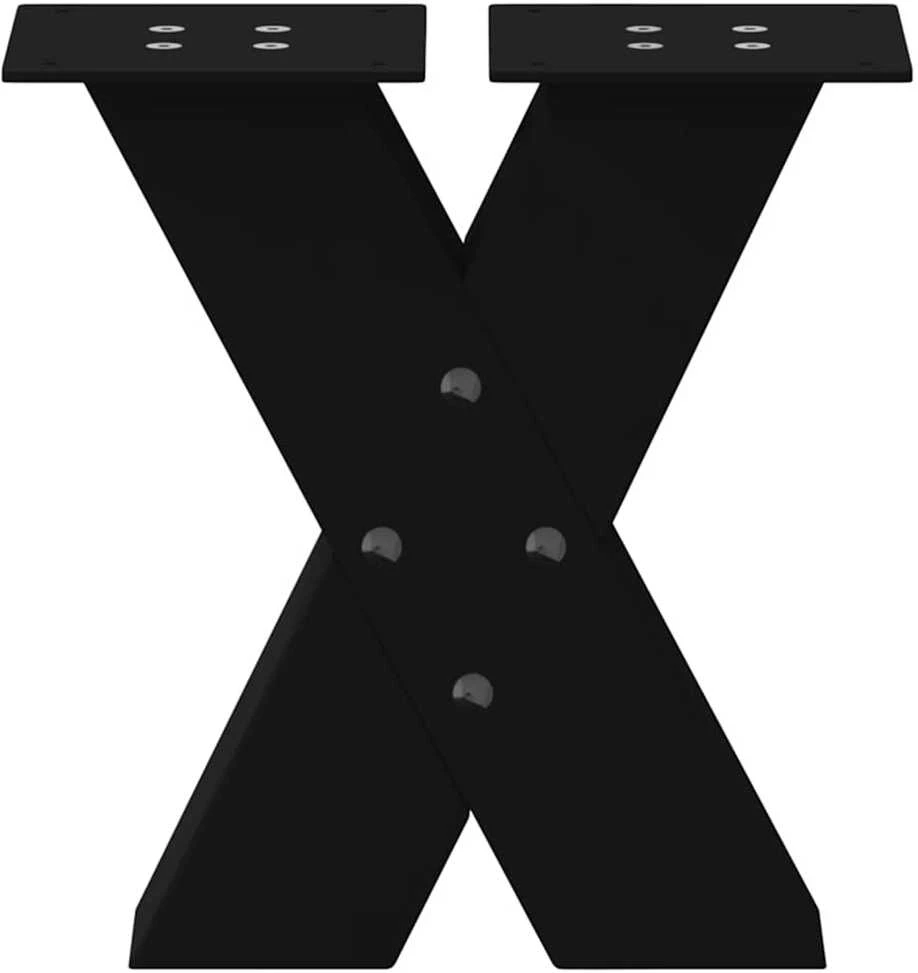 Kavos staliuko kojelės, X formos, 2 vnt., juodos, 40x(30-31) cm, plienas