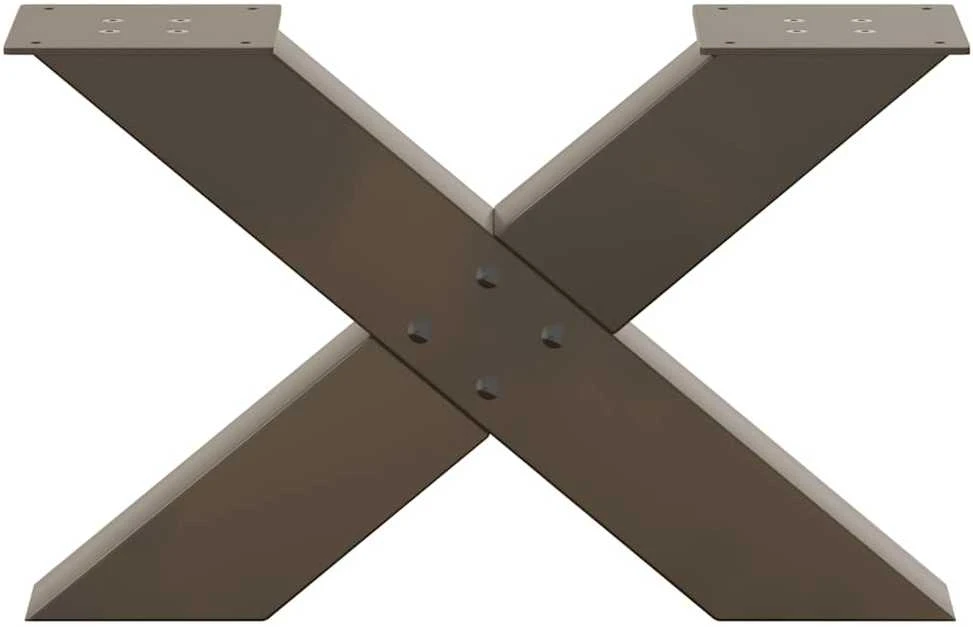 Kavos staliuko kojelės, X formos, 2 vnt., natūralus plienas, 50x(30-31) cm, plienas