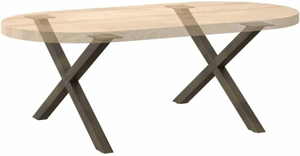 Kavos staliuko kojelės, X formos, 2 vnt., natūralus plienas, 70x(42-43) cm, plienas