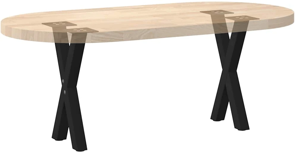 Kavos staliuko kojelės, X formos, 2 vnt., juodos, 38x(42-43) cm, plienas