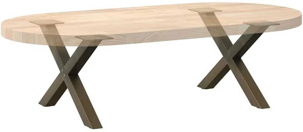 Kavos staliuko kojelės, X formos, 2 vnt., natūralus plienas, 60x(30-31) cm, plienas