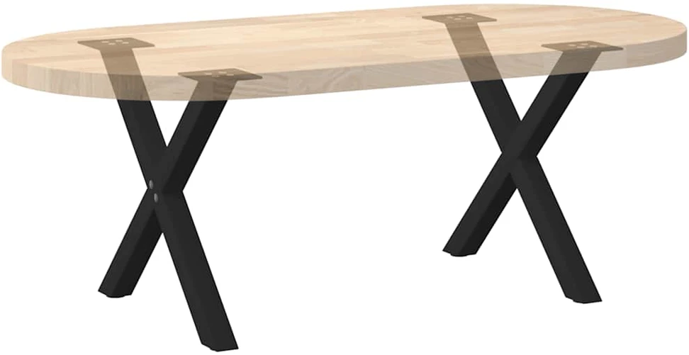 Kavos staliuko kojelės, X formos, 2 vnt., juodos, 50x(42-43) cm, plienas