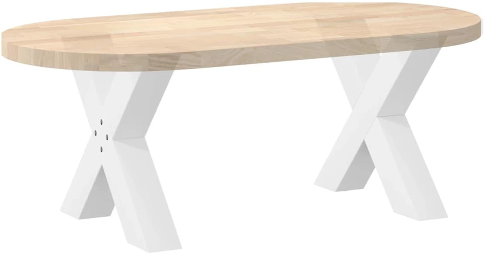 Kavos staliuko kojelės, X formos, 2 vnt., baltos, 50x(42-43) cm, plienas